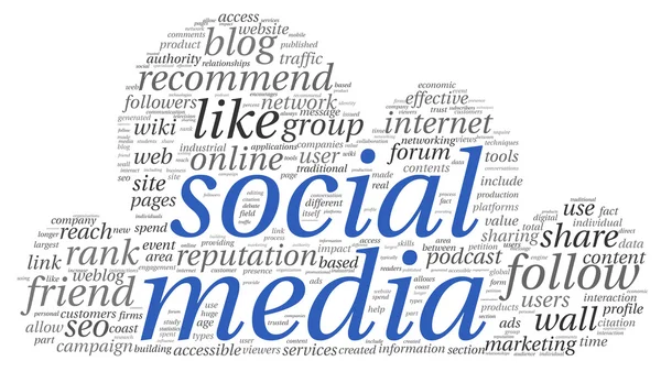 Mídia social contida na nuvem de tags de palavras — Fotografia de Stock