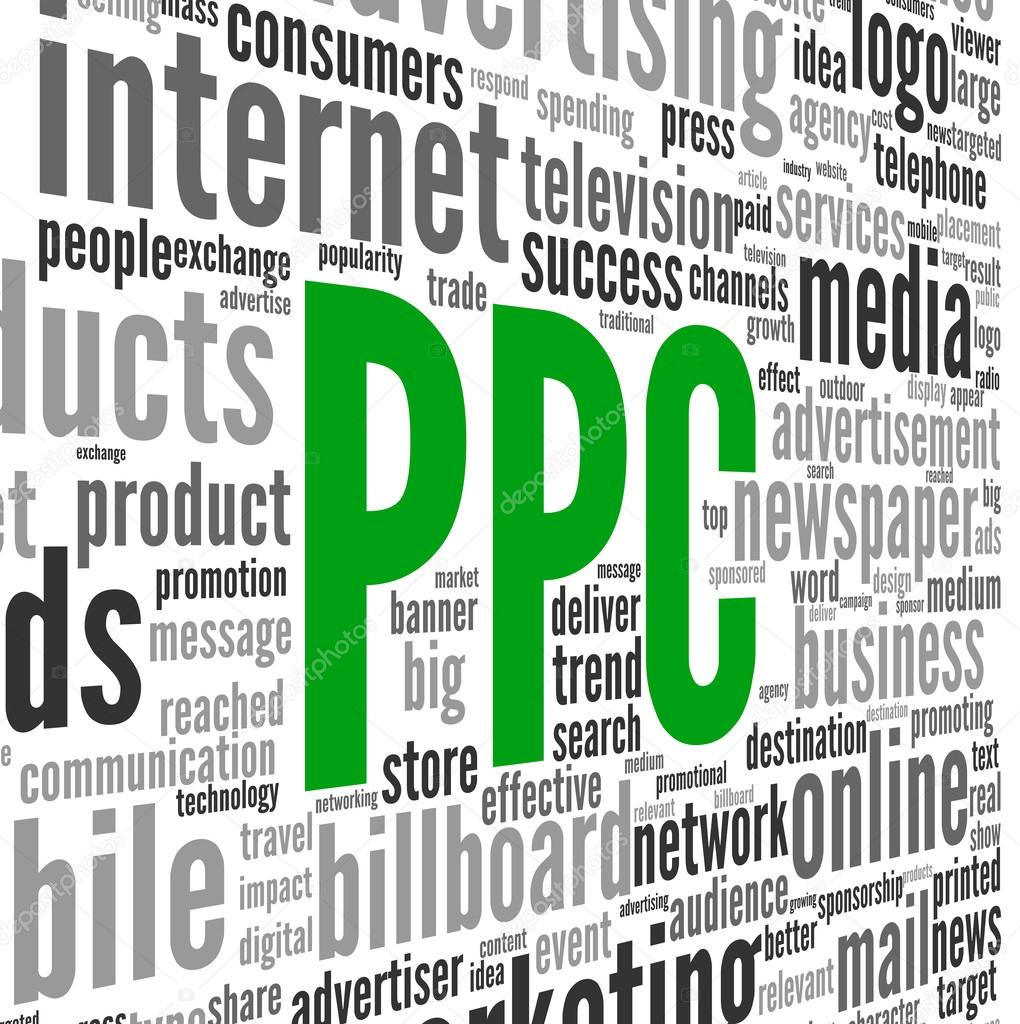 PPC and advertising concept in word tag cloud
