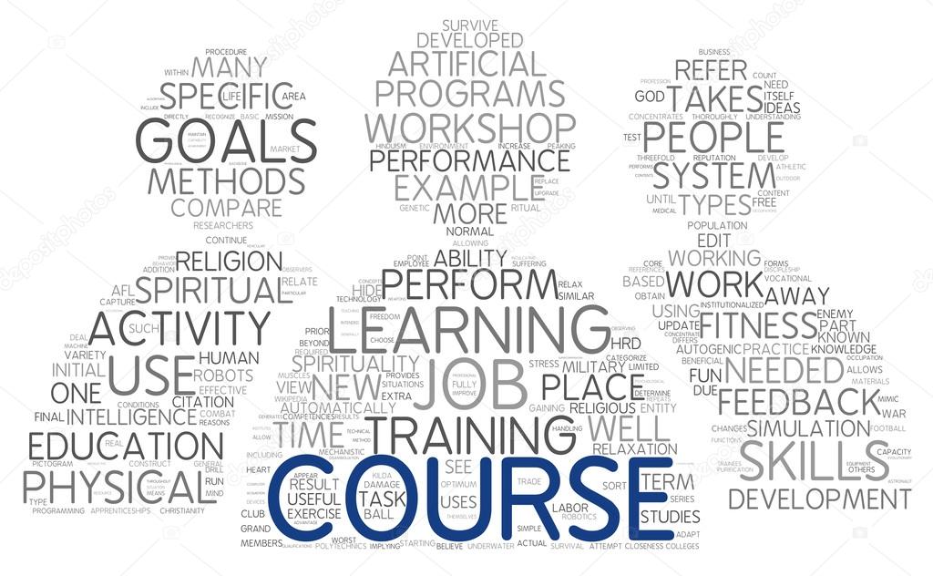 Course and training related words concept