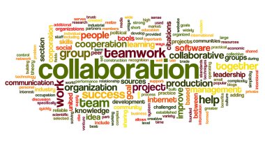 Collaboration concept in word tag cloud isolated on white background stock vector