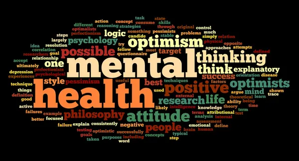 Salud mental en la nube word tag —  Fotos de Stock