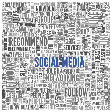 sosyal medya kavramı kelime tag cloud beyaz zemin üzerine