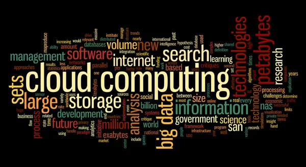 Cloud computing in word tag cloud — Stock Photo, Image