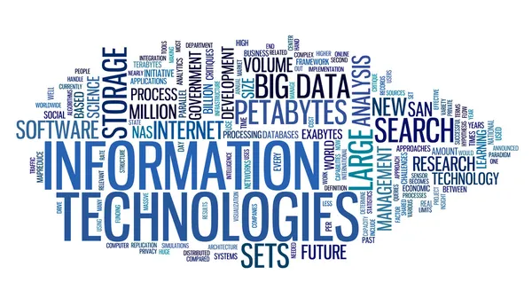 Tecnologia dell'informazione nel tag cloud — Foto Stock