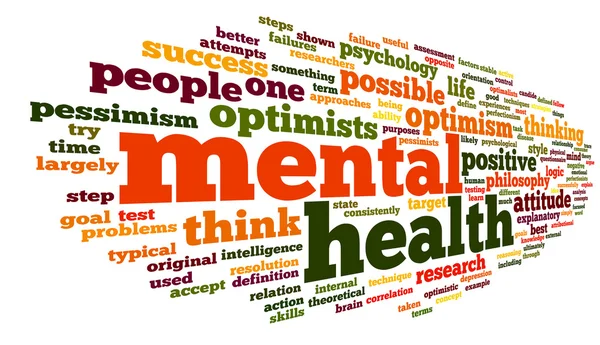 Salud mental en la nube word tag — Foto de Stock