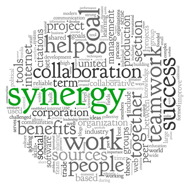 Synergy koncept i ordet taggmoln — Stockfoto