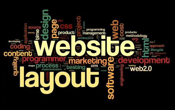 Web lay-out concept in de wolk van de markering van de woord — Stockfoto