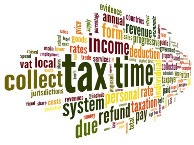 Tax time concept in word tag cloud clipart