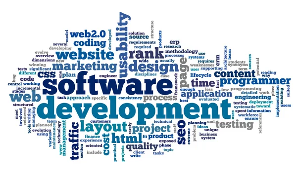 Concepto de desarrollo de software en tag cloud — Foto de Stock