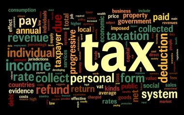 Tax concept in word tag cloud clipart
