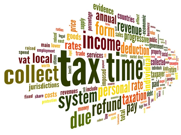 単語タグクラウドで税の時間の概念 ストックフォト