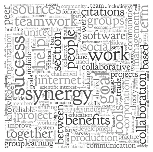 Concept de synergie dans word tag cloud — Photo