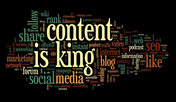 Content is king conept in word tag cloud — Stock Photo, Image