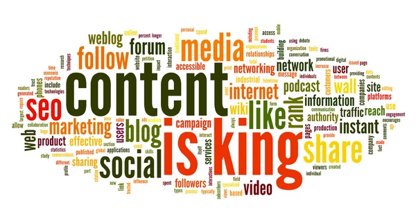 Content is king conept in word tag cloud — Stock Photo, Image