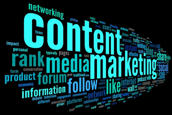 Content marketing conept i ordet taggmoln — Stockfoto
