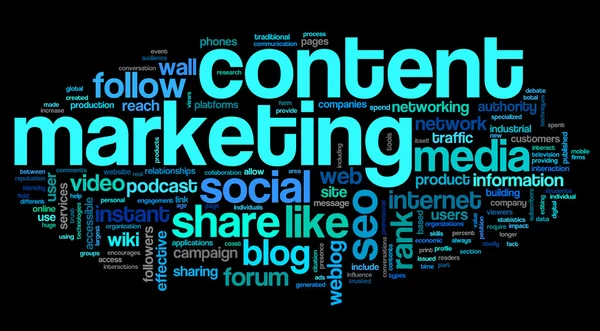 Inhoud marketing conept in word de wolk van de markering — Stockfoto