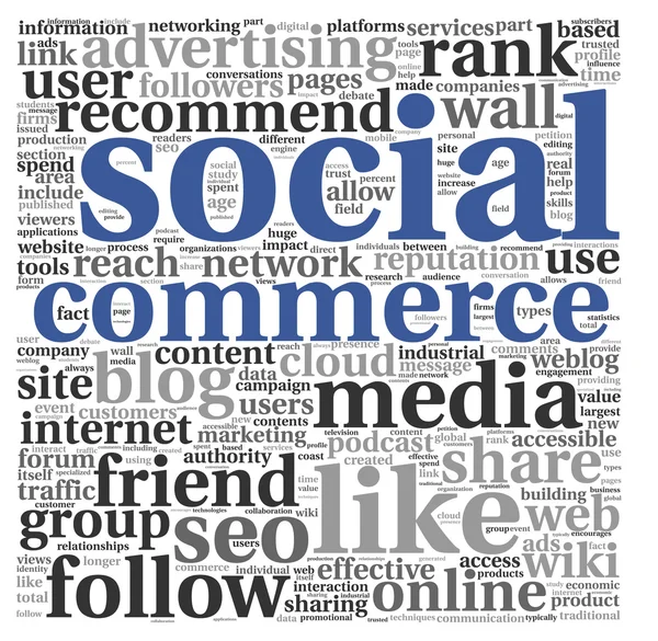 Social media commerce conept in word tag cloud — Stock Photo, Image