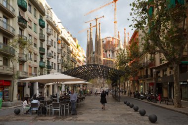 Sagrada familia, sonuna avinguda gaudi. Barcelona, İspanya.