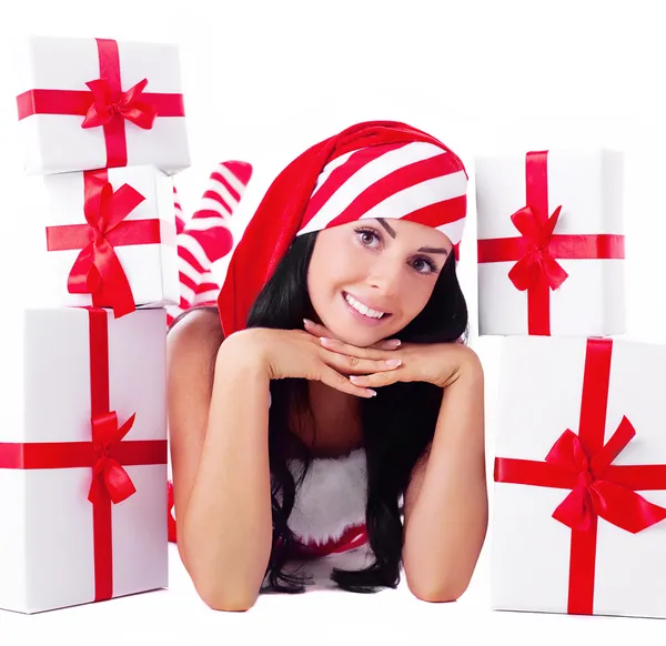 Woman dressed as Santa Stock Picture