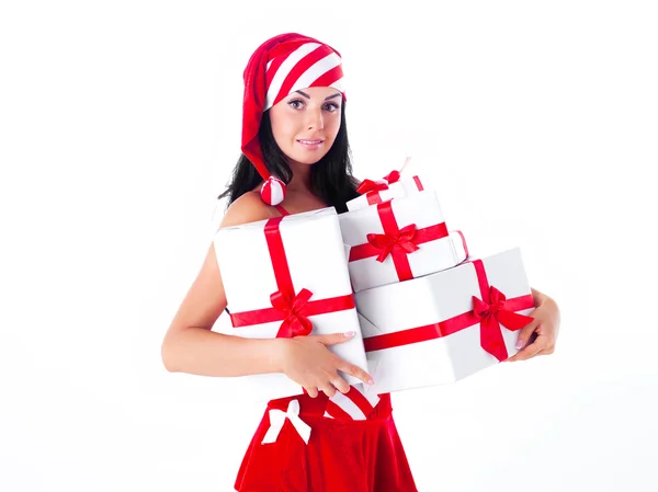 Woman dressed as Santa Stock Image