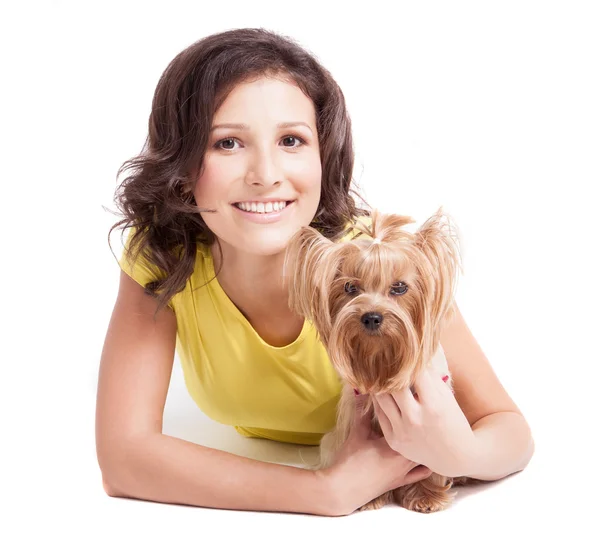 Frau mit Hund — Stockfoto