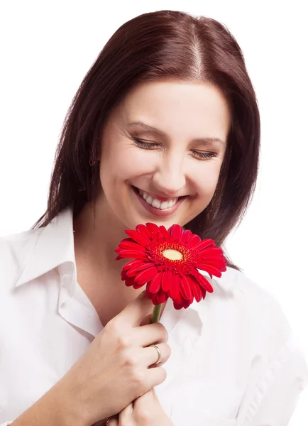 Woman with a flower — Stock Photo, Image