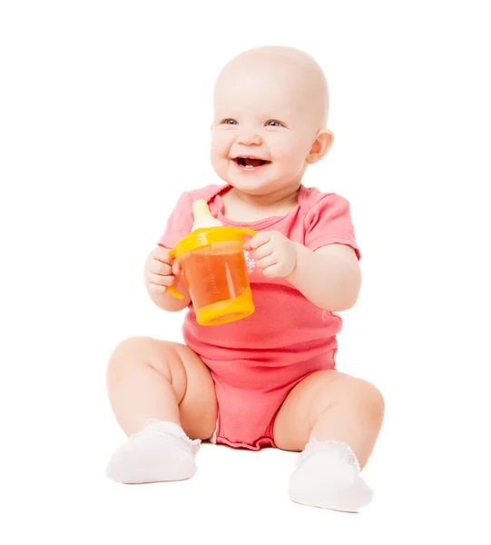 Baby med juice — Stockfoto