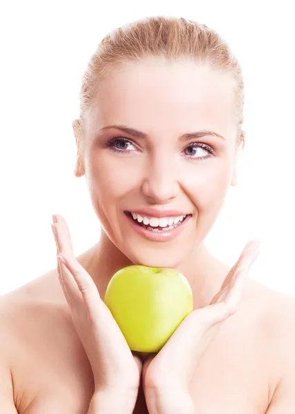 Mujer con una manzana — Foto de Stock