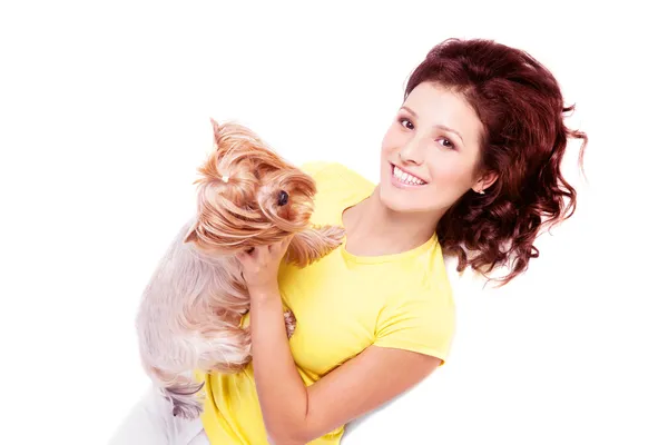 Vrouw met een hond — Stockfoto