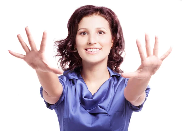 Mujer estirando las manos — Foto de Stock