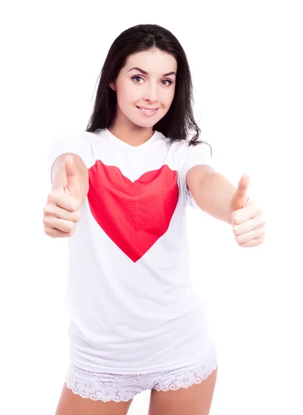 Woman with thumbs up — Stock Photo, Image