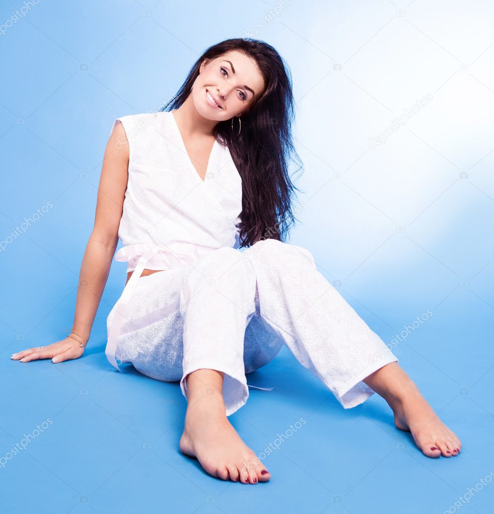 Woman wearing pajamas