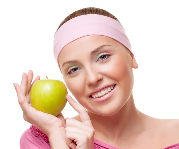 Mujer con una manzana — Foto de Stock