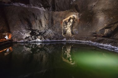 Underground lake in the Wieliczka Salt Mine, Poland.