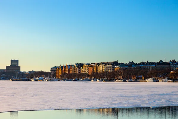 Bevroren stad van stockholm, Zweden. — Stockfoto