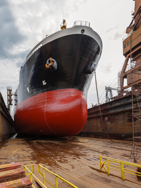 Tanker in dry dock