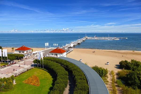 Molo di legno in sopot — Foto Stock