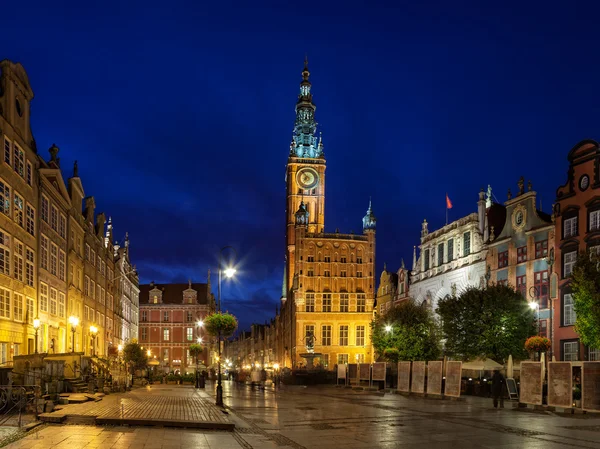 Radnice v noci v Gdaňsku — Stock fotografie