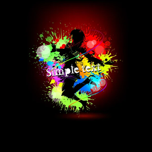 Renk grunge poster ile dansçı. vektör — Stok Vektör