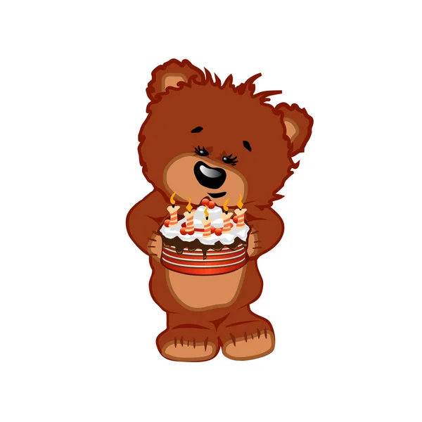 Medvěd s dortem. vektor — Stockový vektor