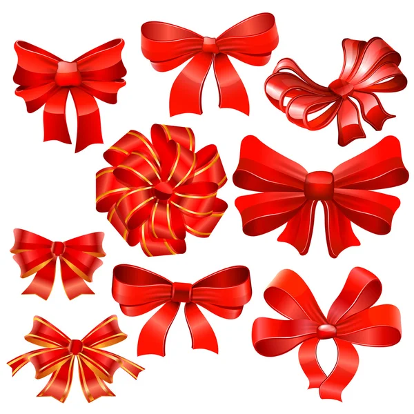 Ensemble de noeud cadeau rouge — Image vectorielle