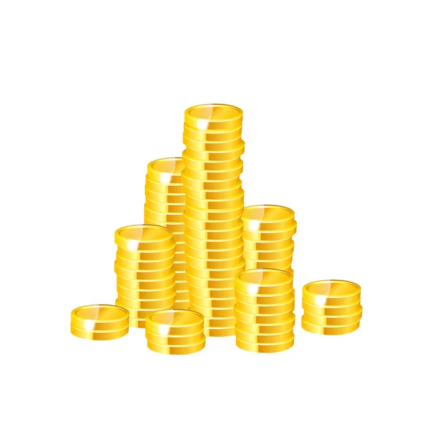 Stosy złota monet — Wektor stockowy
