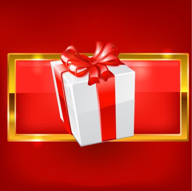 kırmızı zemin üzerine beyaz bir hediye. vektör