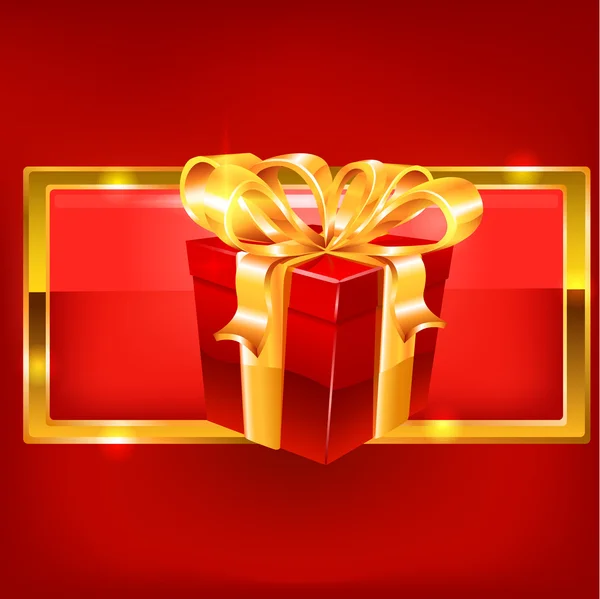 Red gift on red background. vector — Stock Vector