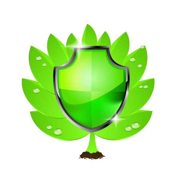 Groene schild embleem. vector — Stockvector