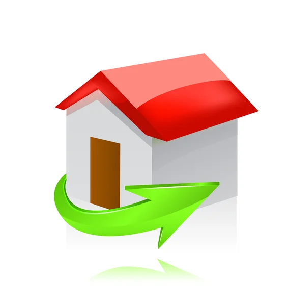 Haus-Symbol mit grünem Pfeil - Konzept — Stockvektor