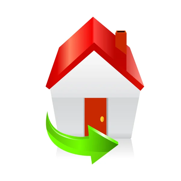 Icono de casa con flecha verde - concepto — Vector de stock