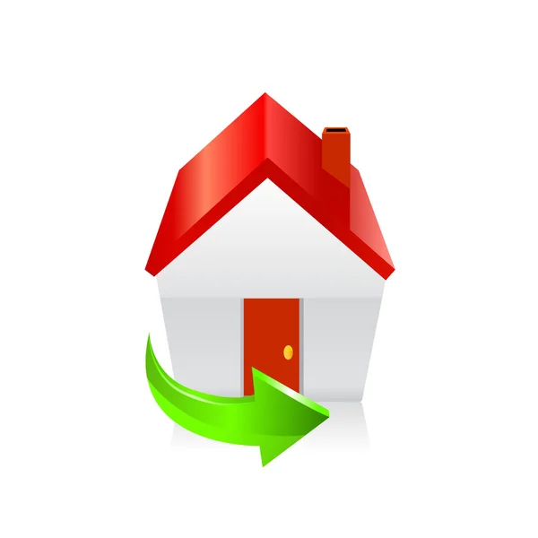 Hussymbol med grön pil - konceptet — Stock vektor