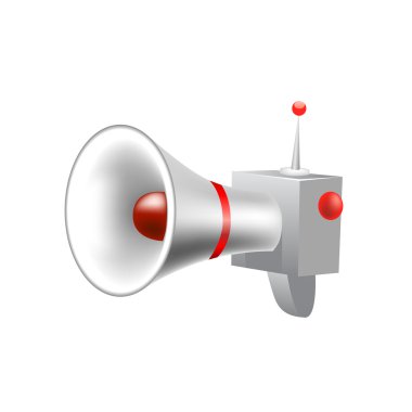 megafon düz beyaz arka plan üzerinde gösterimi