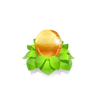 madeni para ile yapraklar. vektör